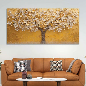 Golden Tree Wall Art Abstract Canvas Painting