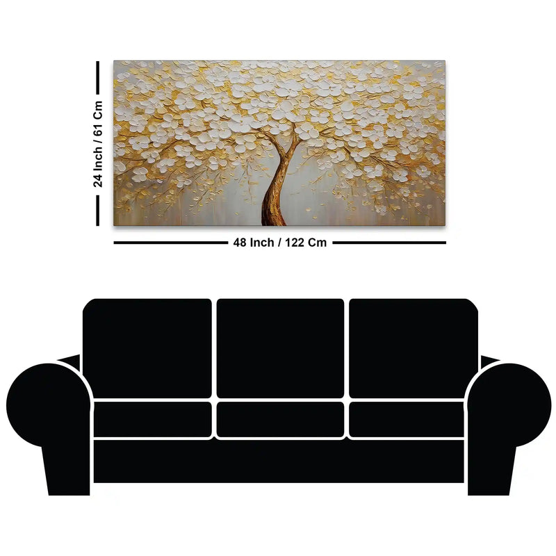 Golden Tree Wall Art Abstract Canvas Painting