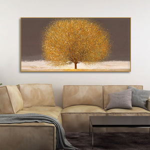 Golden Tree with Elements of gold textures Wall Painting