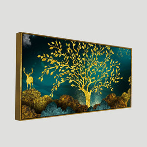 golden deer wall painting