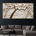 Golden White Cherry Blossom Tree Premium 3D Canvas Wall Painting
