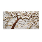 Golden White Cherry Blossom Tree Premium 3D Canvas Wall Painting