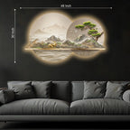 Golden Wilderness Reflection Premium Crystal Glass Backlit LED Painting