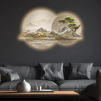 Golden Wilderness Reflection Premium Crystal Glass Backlit LED Wall Art