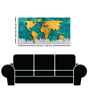 Golden World Map Canvas Wall Painting