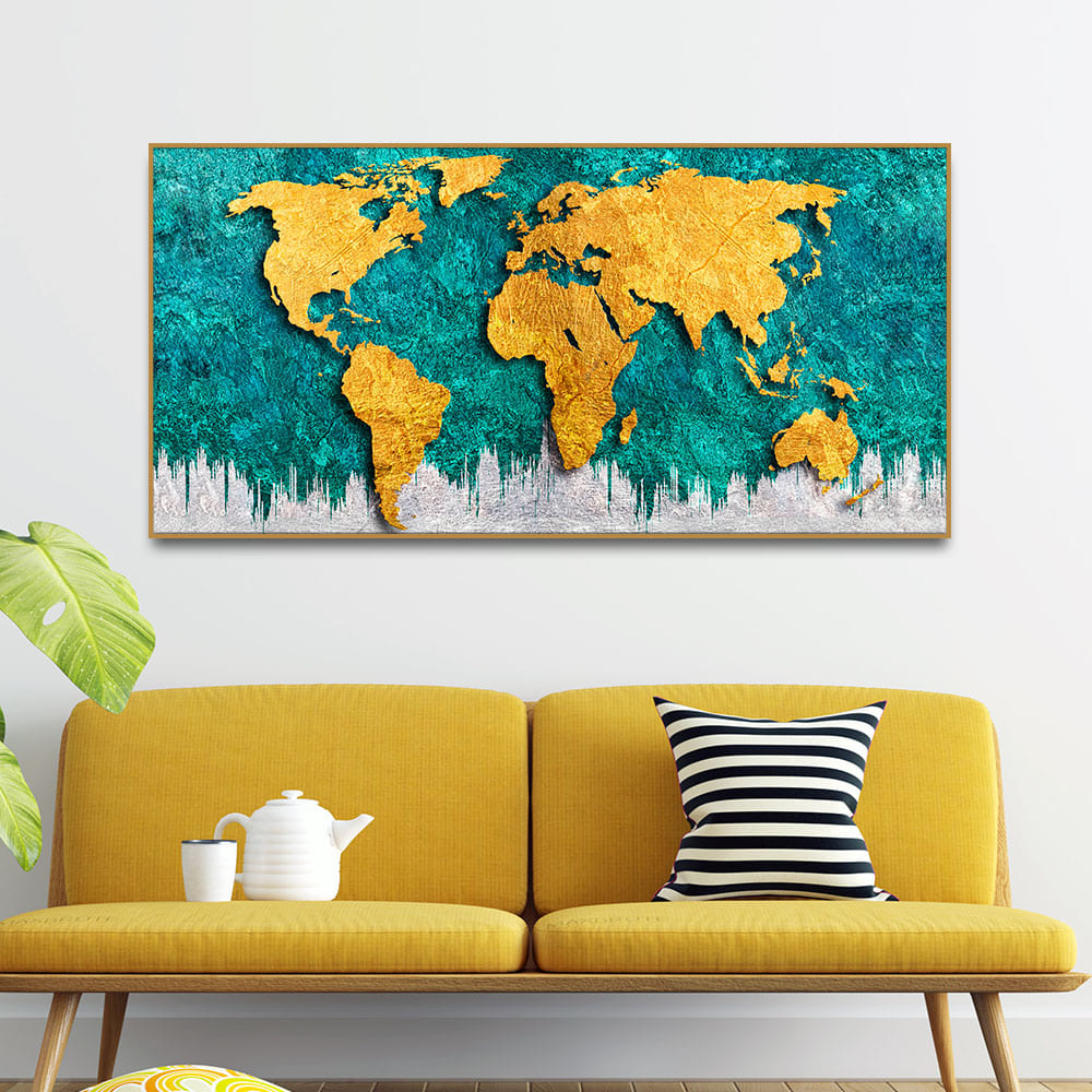 Golden World Map Canvas