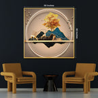 Golden World of Peace Framed Crystal Glass Painting