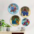 Gond Art Inspired Animal Tales Premium Wall Plates Painting Set of Four