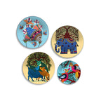 Gond Art Inspired Animal Tales Premium Wall Plates Painting Set of Four