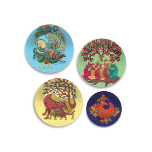 Gond Artwork Premium Wall Plates Painting Set of Four