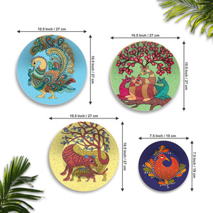 Gond Artwork Premium Wall Plates Painting Set of Four