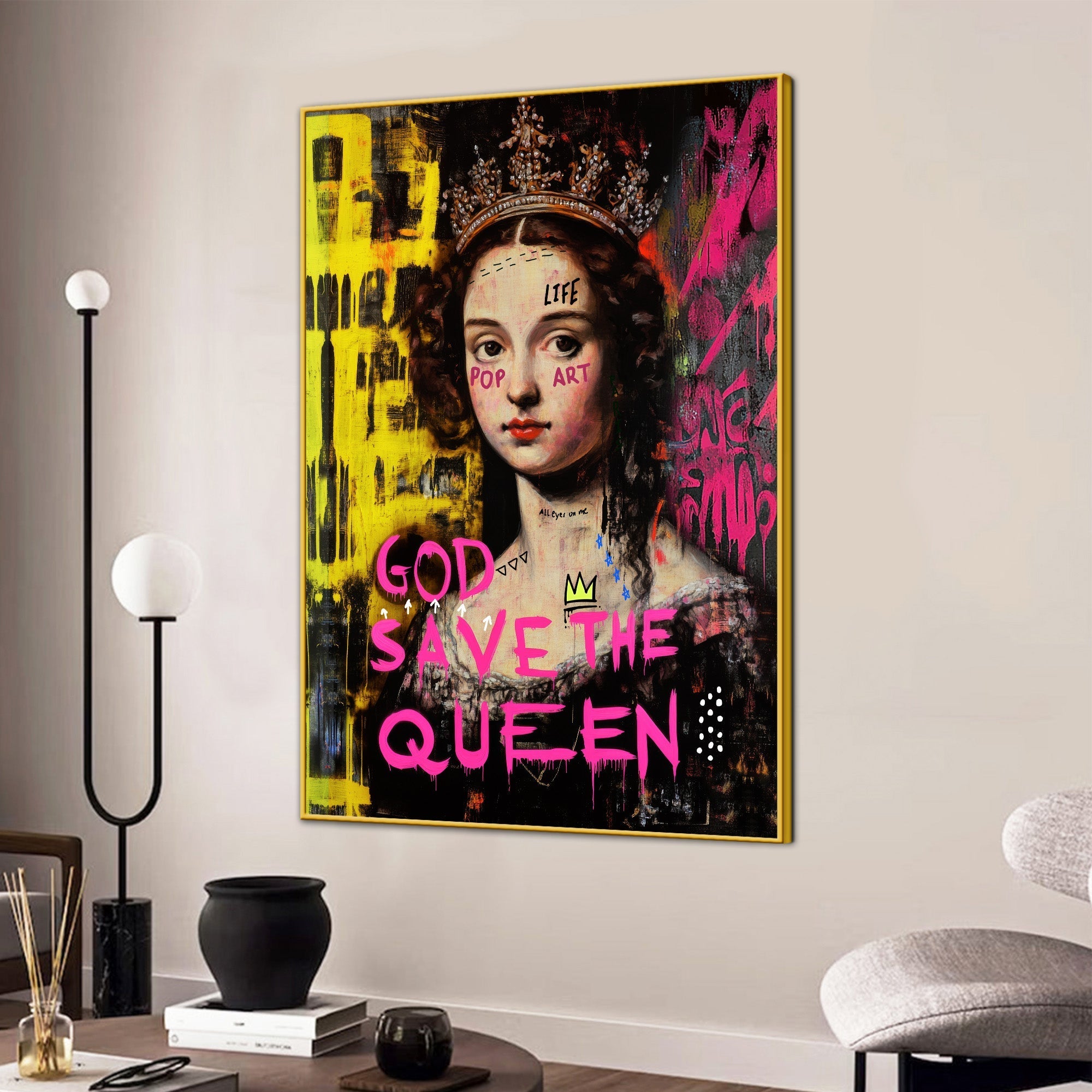Good Save the Queen Cotton Canvas Wall Painting