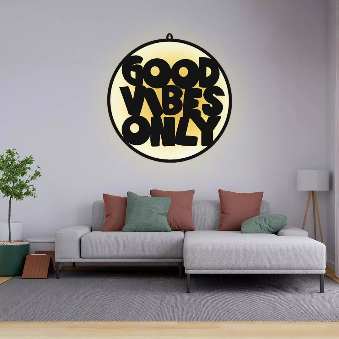 Good Vibes Only LED Wall Art Light for Positive Wall Decor