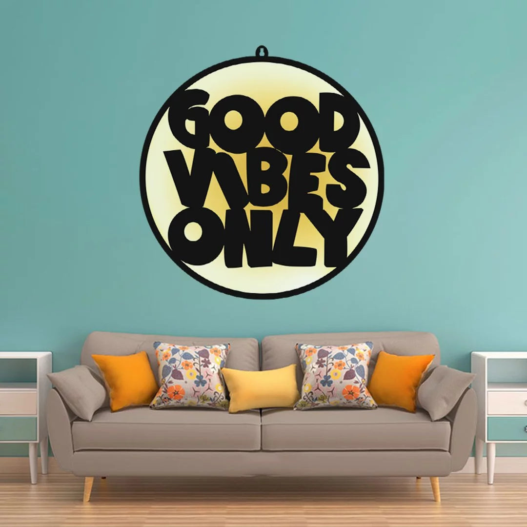 Good Vibes Only LED Wall Art Light for Positive Wall Decor