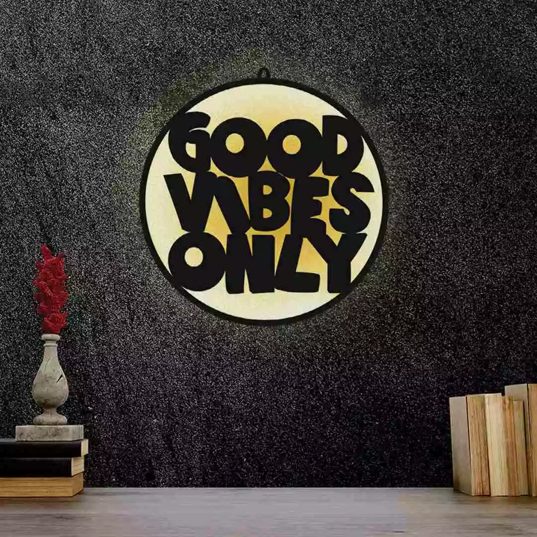 Good Vibes Only LED Wall Art Light for Positive Wall Decor