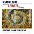Gorgeous Golden Cosmic Spiral Acrylic Floating Wall Painting Set of 2