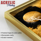 Gorgeous Golden Moon Tree Abstract Acrylic Floating Wall Painting Set of 2