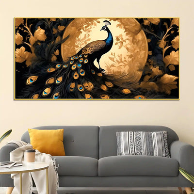 gorgeous-peacock-under-the-golden-moon-canvas-wall-painting