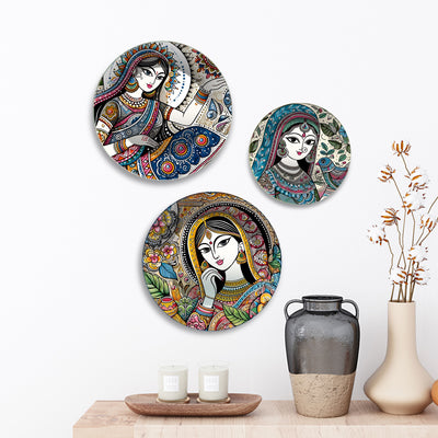 Grace & Glory Folk Art Premium Wall Plates Painting Set of 3