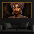 Graceful African Woman Floating Frame Crystal Wall Painting