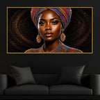 Graceful African Woman Floating Frame Crystal Wall Painting