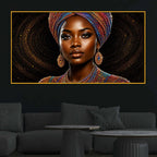 Graceful African Woman Floating Frame Crystal Wall Painting