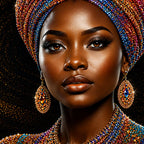 Graceful African Woman Floating Frame Crystal Wall Painting