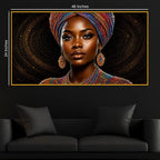 Graceful African Woman Floating Frame Crystal Wall Painting