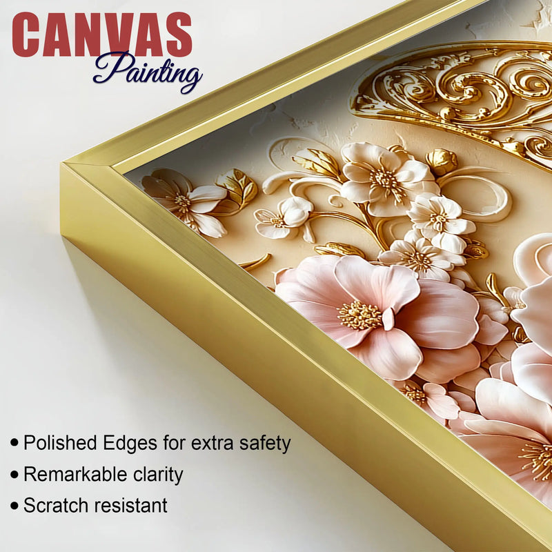 Graceful Butterfly Among Pink Flowers Premium 3D Canvas Wall Painting