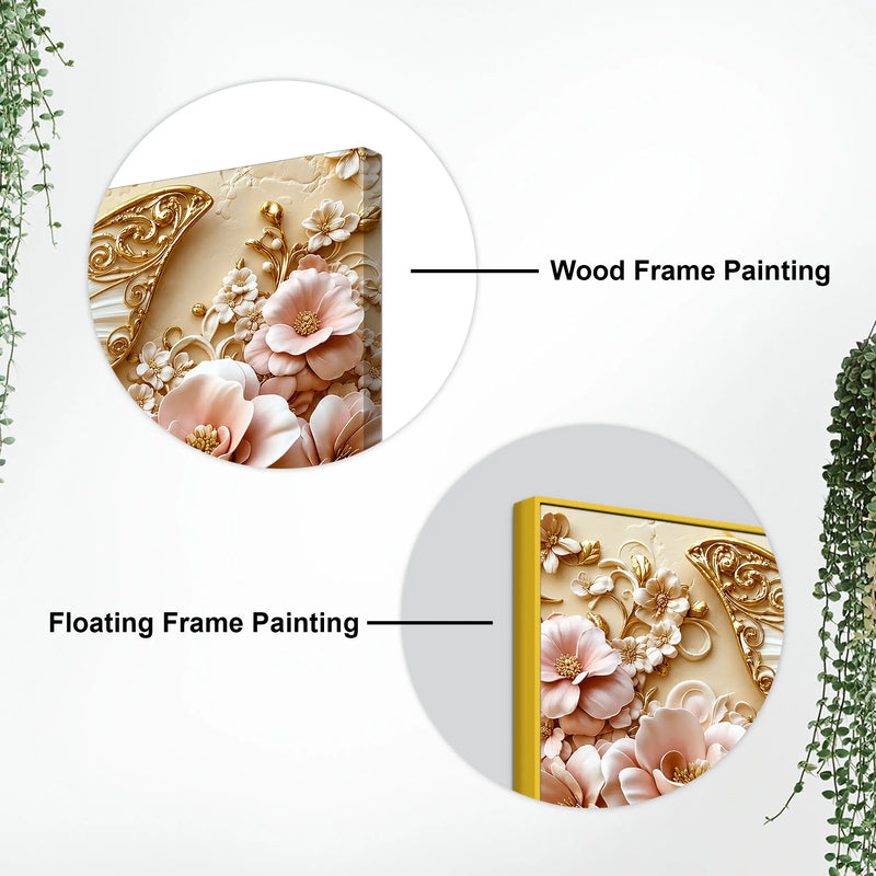 Graceful Butterfly Among Pink Flowers Premium 3D Canvas Wall Painting