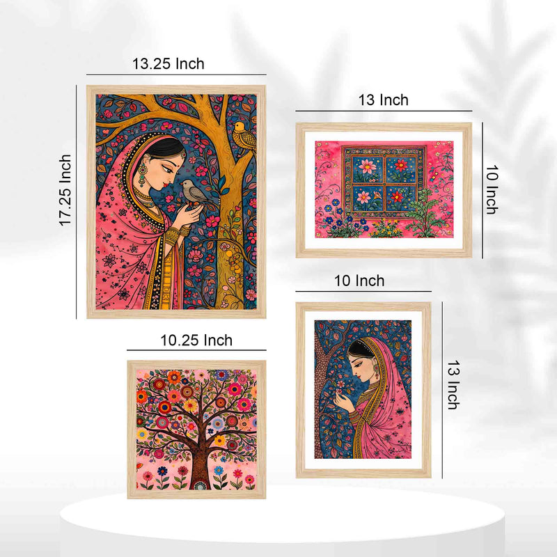 Graceful Indian Woman Wall Frame Set of Four