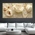 Graceful Ivory Flowers and Tulips 3D Canvas Wall Painting