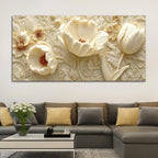 Graceful Ivory Flowers and Tulips 3D Canvas Wall Painting