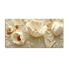 Graceful Ivory Flowers and Tulips 3D Canvas Wall Painting