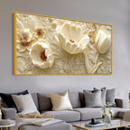 Graceful Ivory Flowers and Tulips 3D Canvas Wall Painting