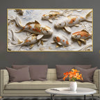 Graceful Koi Fish in Serene Waters 3D Canvas Wall Painting
