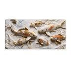 Graceful Koi Fish in Serene Waters 3D Canvas Wall Painting