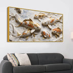 Graceful Koi Fish in Serene Waters 3D Canvas Wall Painting
