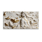 Graceful Lady Surrounded by Golden & White Doves 3D Canvas Wall Painting