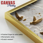 Graceful Lady Surrounded by Golden & White Doves 3D Canvas Wall Painting