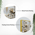 Graceful White Crane in Floral Garden 3D Canvas Wall Painting