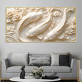 Graceful White Koi Fish Trio Floating Through Blooming Peonies 3D Canvas Wall Painting
