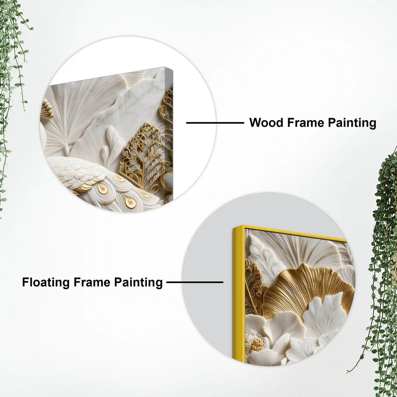 Graceful White Peacock Among Blooming Flowers 3D Canvas Wall Painting