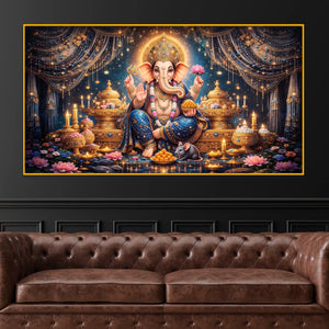 Grand Ganpati Crystal Glass Wall Painting for Home Decor