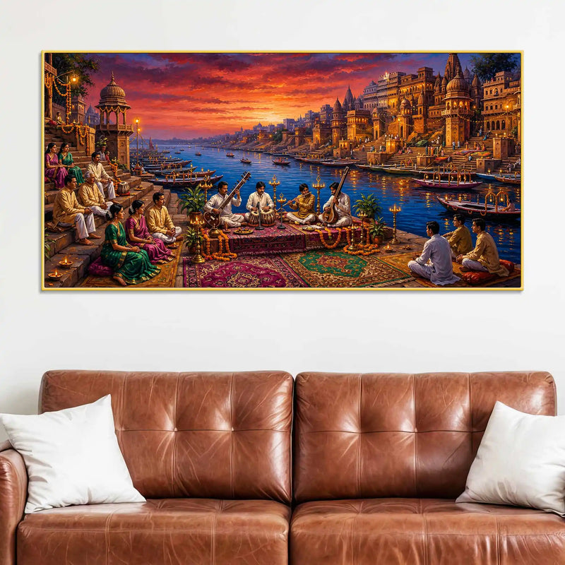 Grand Kashi Ghats Classical Concert Painting for Hall Decor
