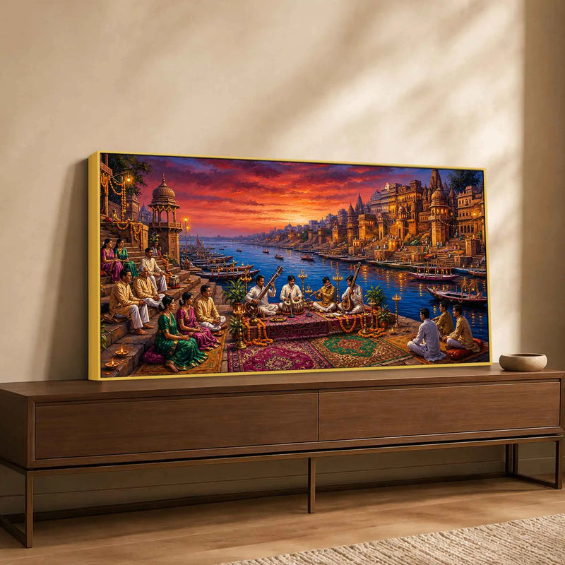 Grand Kashi Ghats Classical Concert Painting for Hall Decor