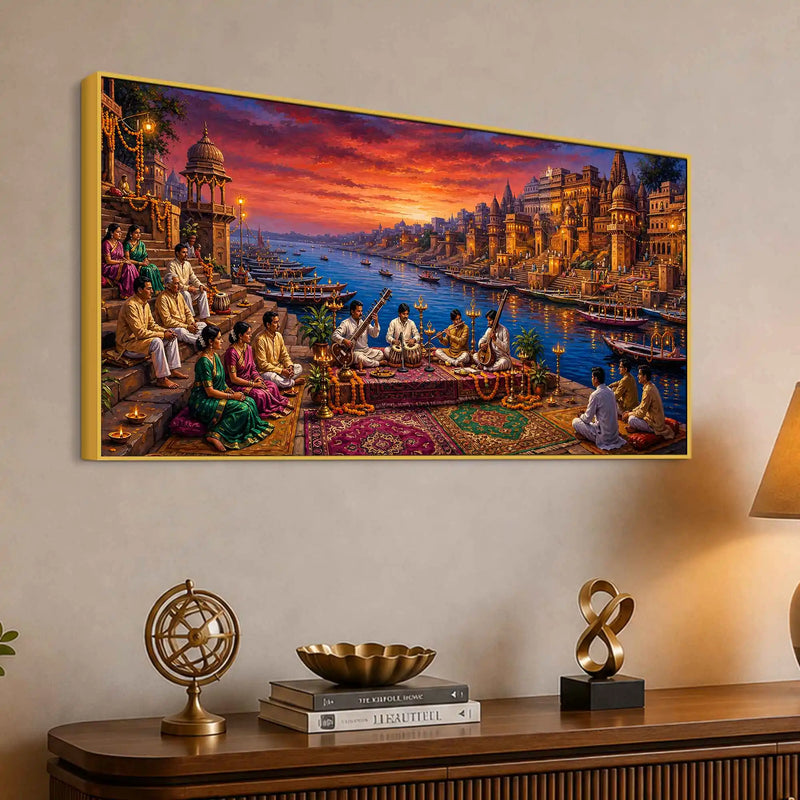 Grand Kashi Ghats Classical Concert Painting for Hall Decor