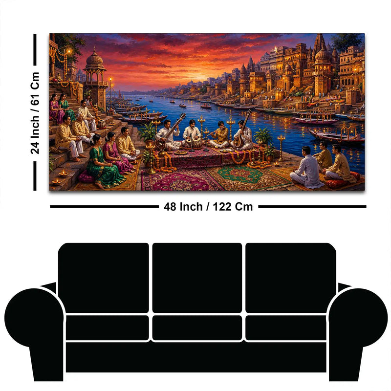 Grand Kashi Ghats Classical Concert Painting for Hall Decor
