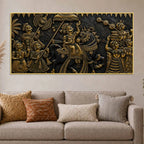 Grand Maharaja Wedding Procession Metallic Look 3D Canvas Wall Painting