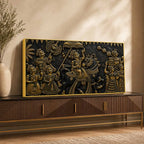 Grand Maharaja Wedding Procession Metallic Look 3D Canvas Wall Painting